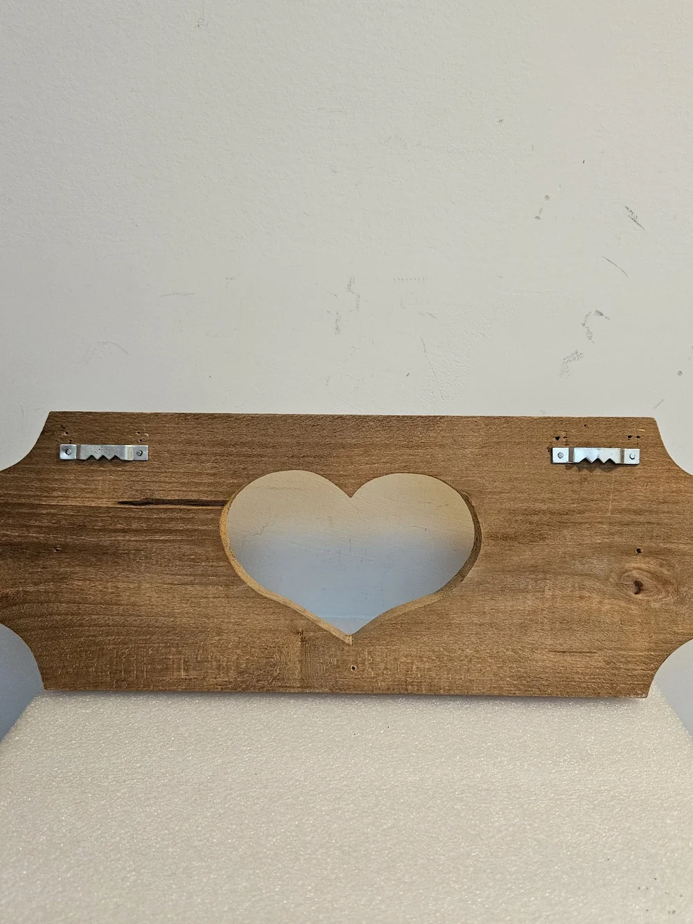 Rustic Heart Cutout Wooden Wall Hook - Natural Brown
